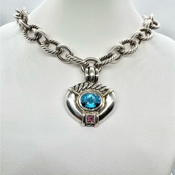 David Yurman Topaz and Tourmaline Enhancer Pendant - Picture 7 of 15